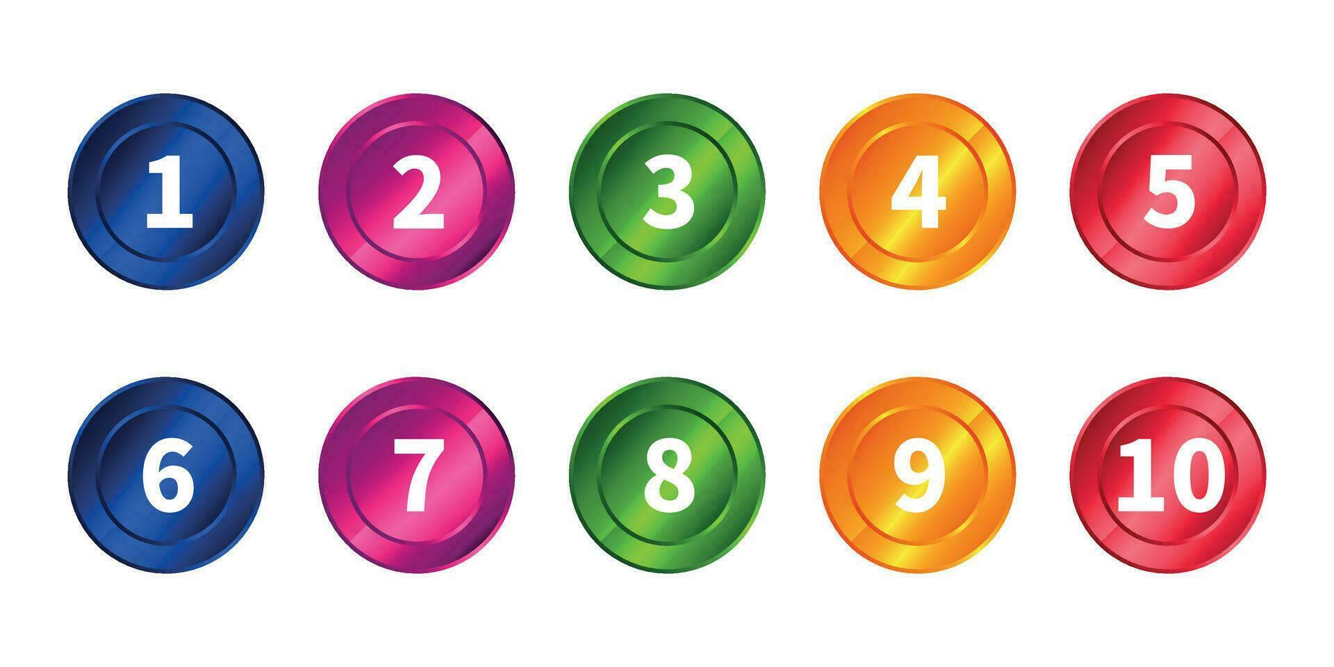 3d colorful numbers one to ten collection vector