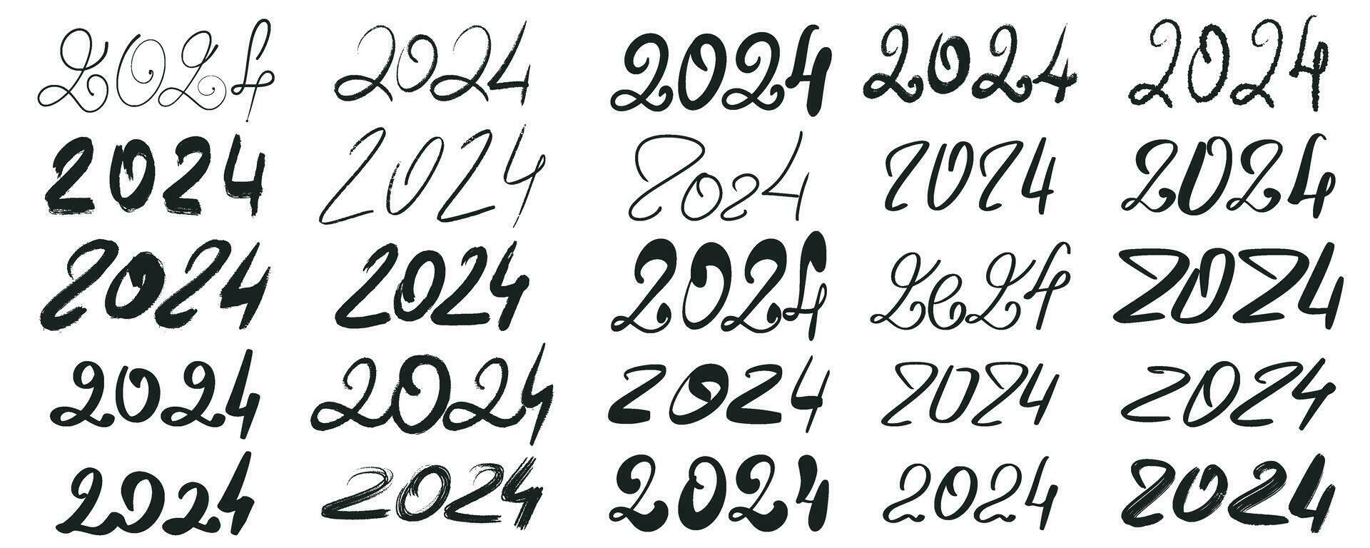 Hand drawn set of number 2024 26622183 Vector Art at Vecteezy