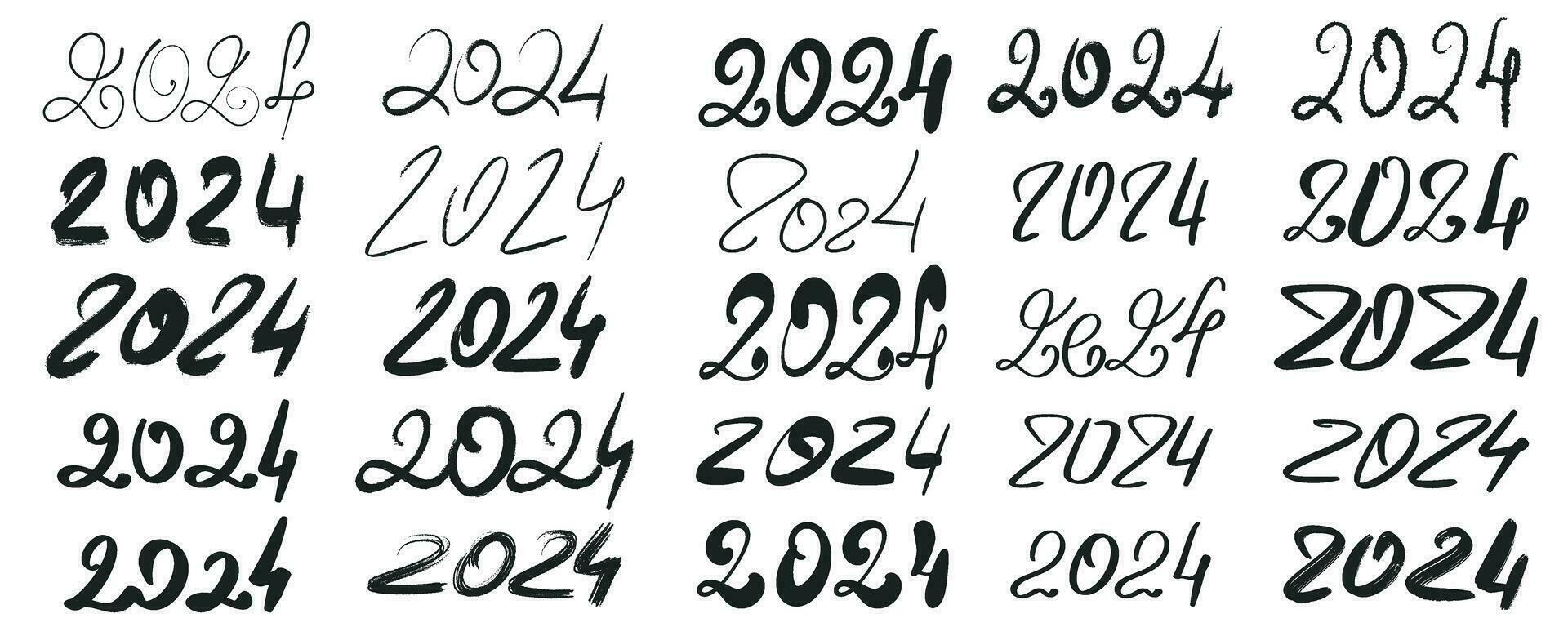 Hand drawn set of number 2024 26622183 Vector Art at Vecteezy