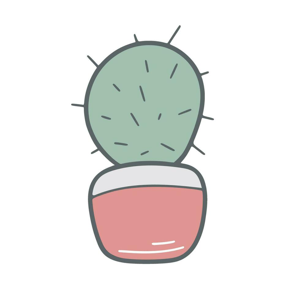 Hand drawn cute cactus in pot clip art vector