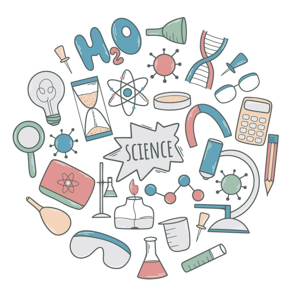 Hand drawn science round banner vector