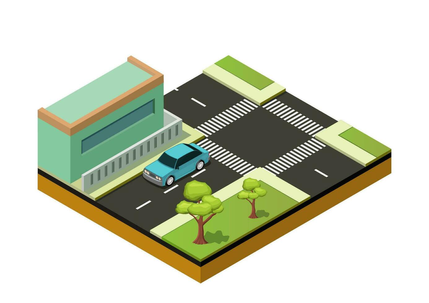 isometric of a car driving on the highway vector