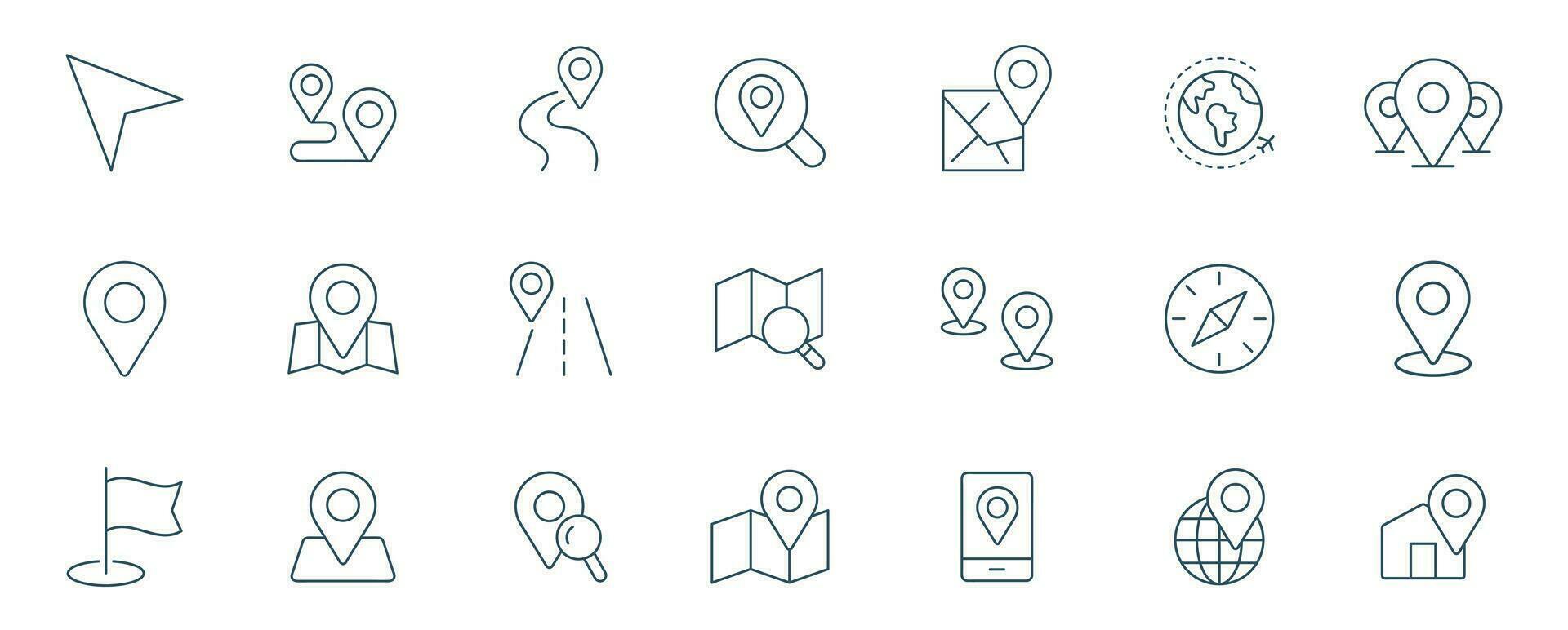 Maps And Navigation Icon vector. symbol of  location, geo map, route, and navigate outline illustration vector