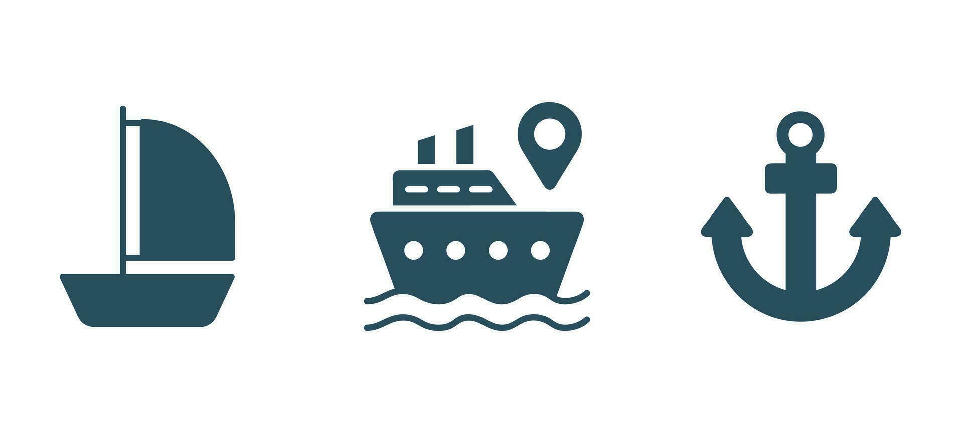 Sailboat Line Icon. Symbol of ship, boat, anchor outline vector