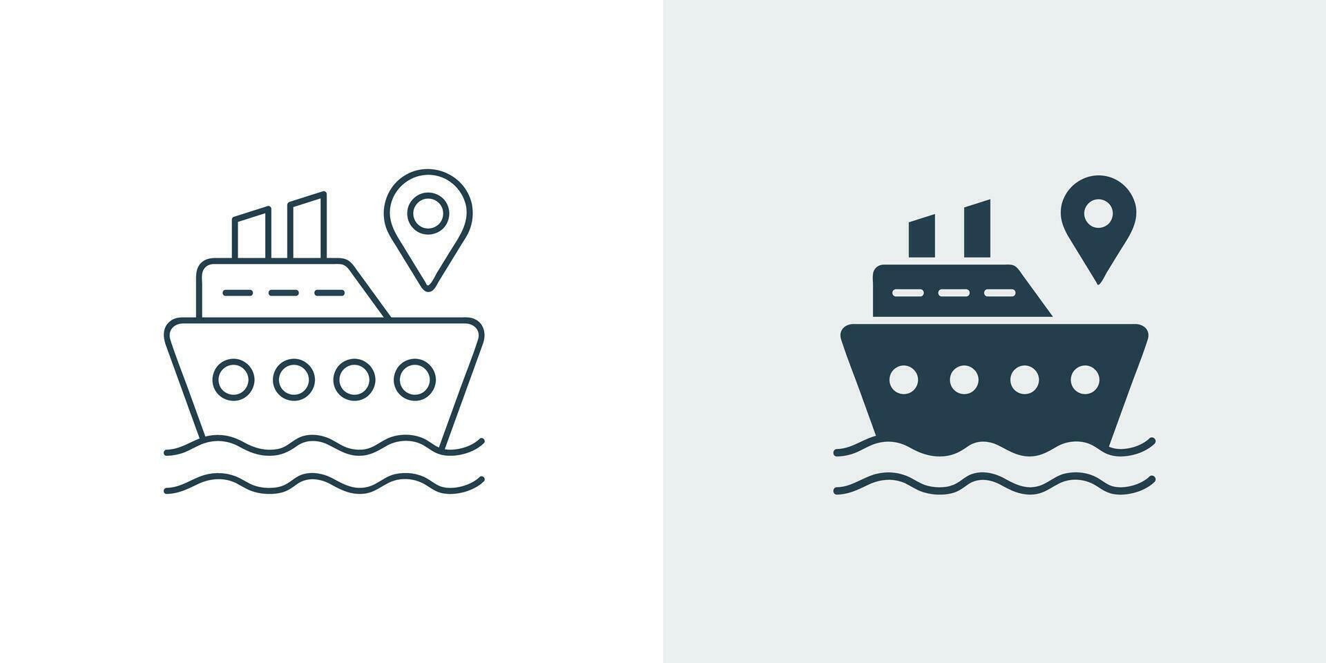 Ship location icon vector. Cruise ship in sea ocean symbol illustration