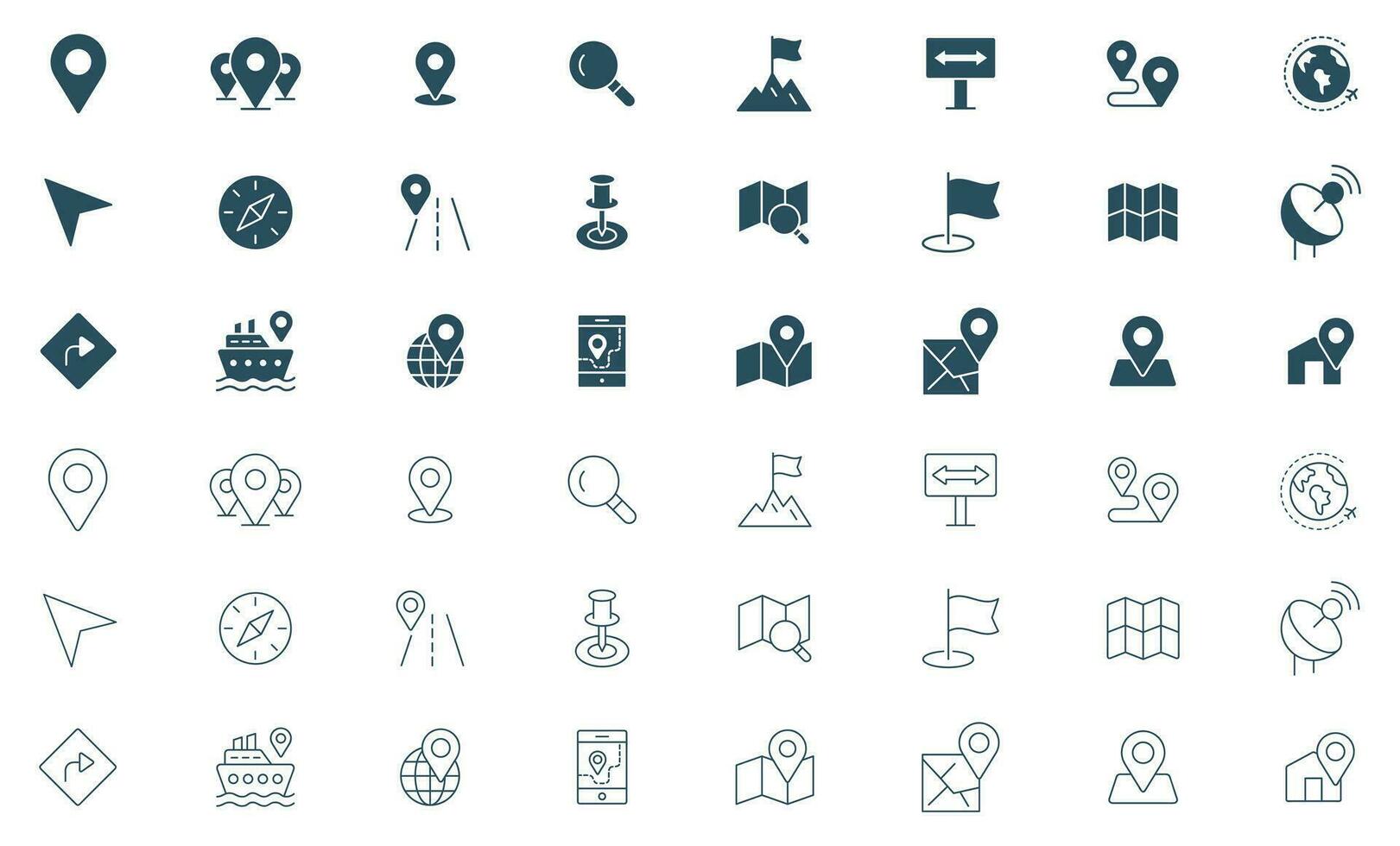 Navigation vector line icon set. location, map, GPS, place, address, pointer, direction, icons illustration