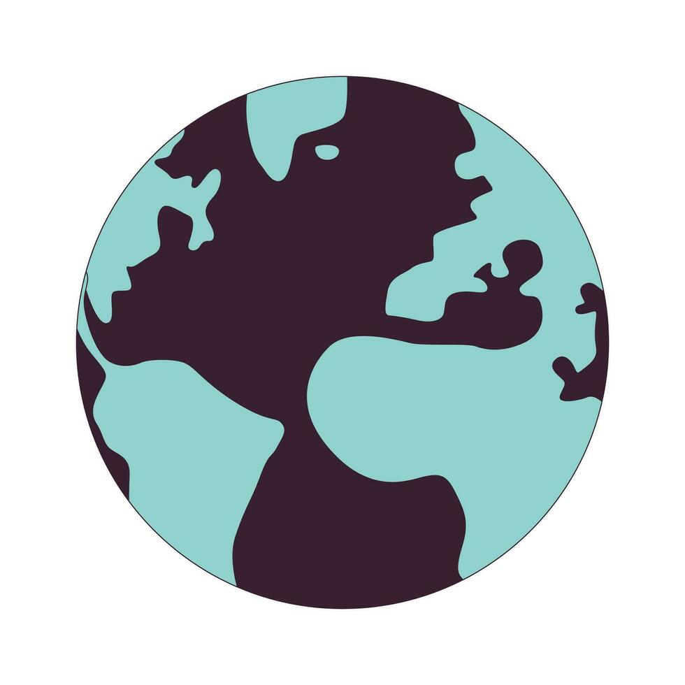 Earth flat line color isolated vector object. Livable planet with continents. Editable clip art image on white background. Simple outline cartoon spot illustration for web design