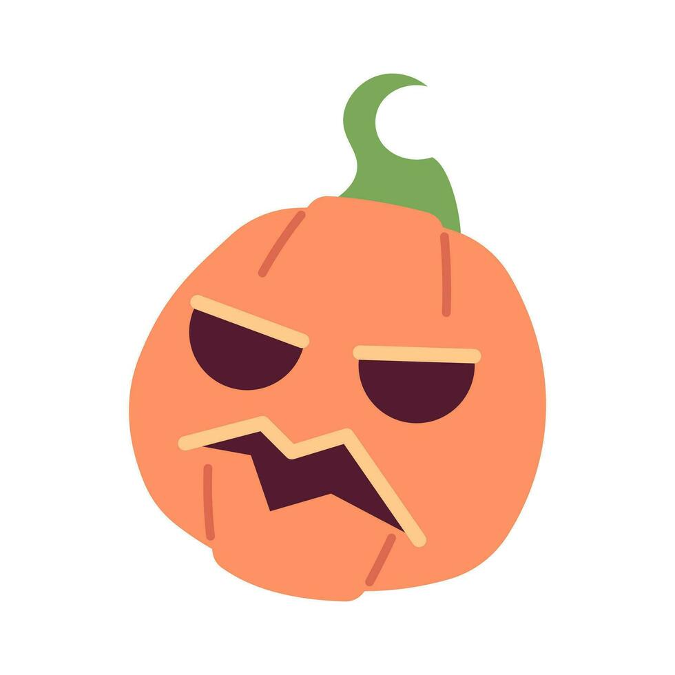 obsesionado calabaza semi plano color vector objeto. escalofriante celebracion. mal helloween festival. editable dibujos animados acortar Arte icono en blanco antecedentes. sencillo Mancha ilustración para web gráfico diseño