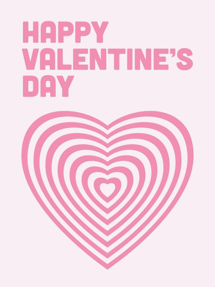 Modern Valentines Day Poster, Zoomed Heart on Pink Background. Digital Postcard, Ready For Print. vector