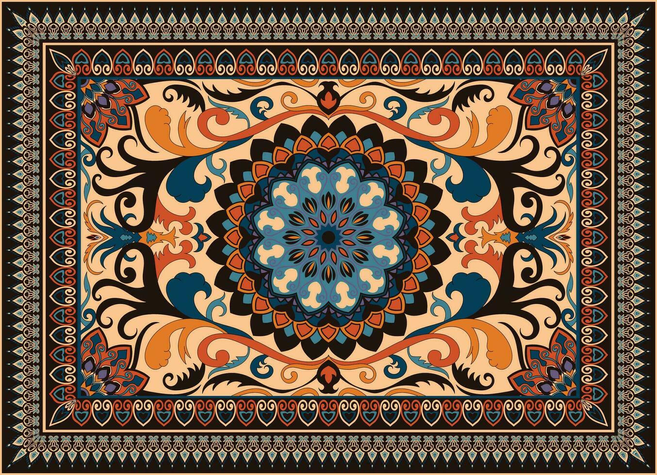 carpet design texture persian and tebriz rugs design print fabric design. mandala vector