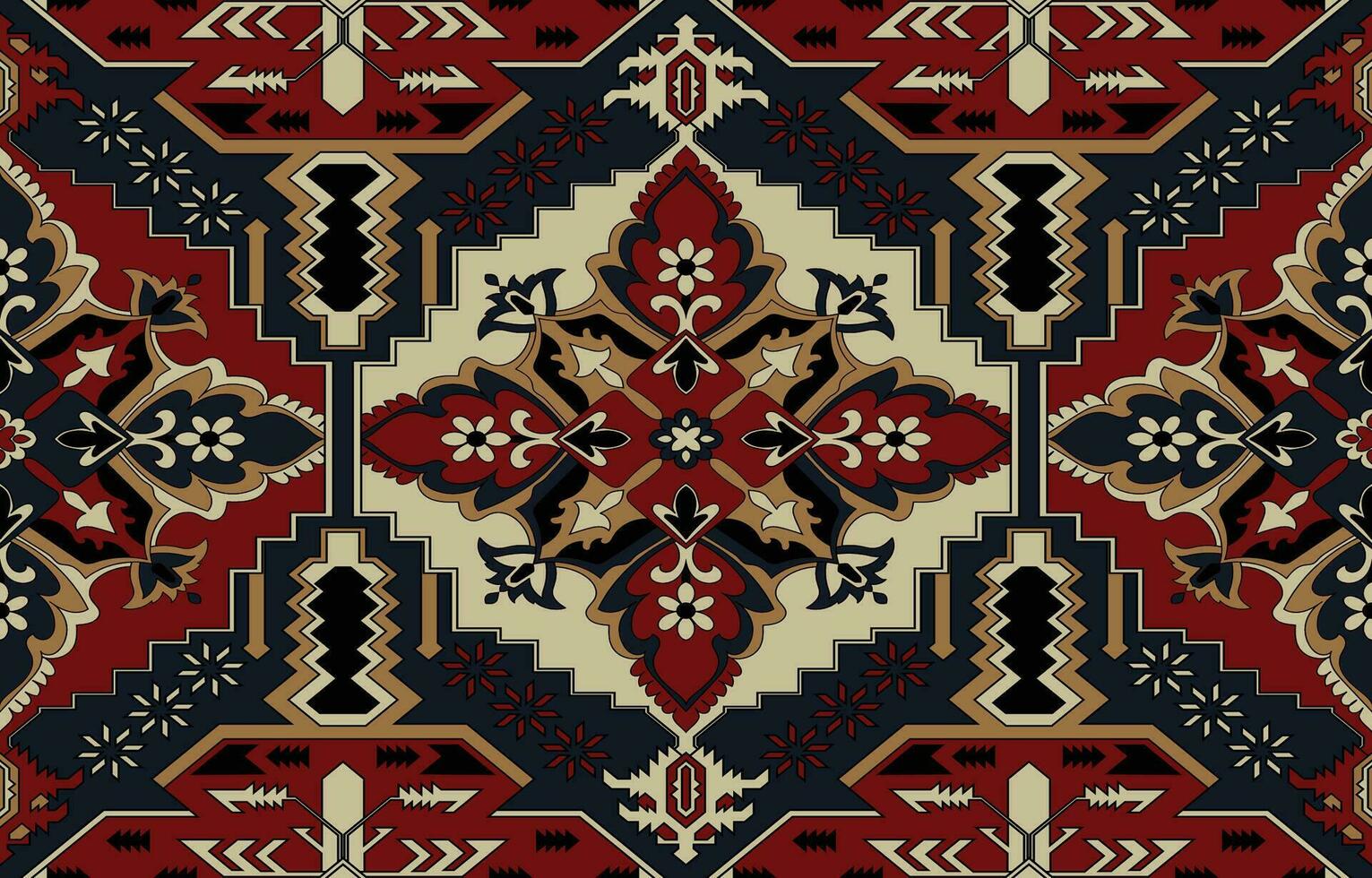 navajo patrón.persian alfombra.azteca tribal.sin costuras geométrico modelo. indígena étnico alfombra. etnicidad rojo alfombra, el historia de el fuego guerra. vector