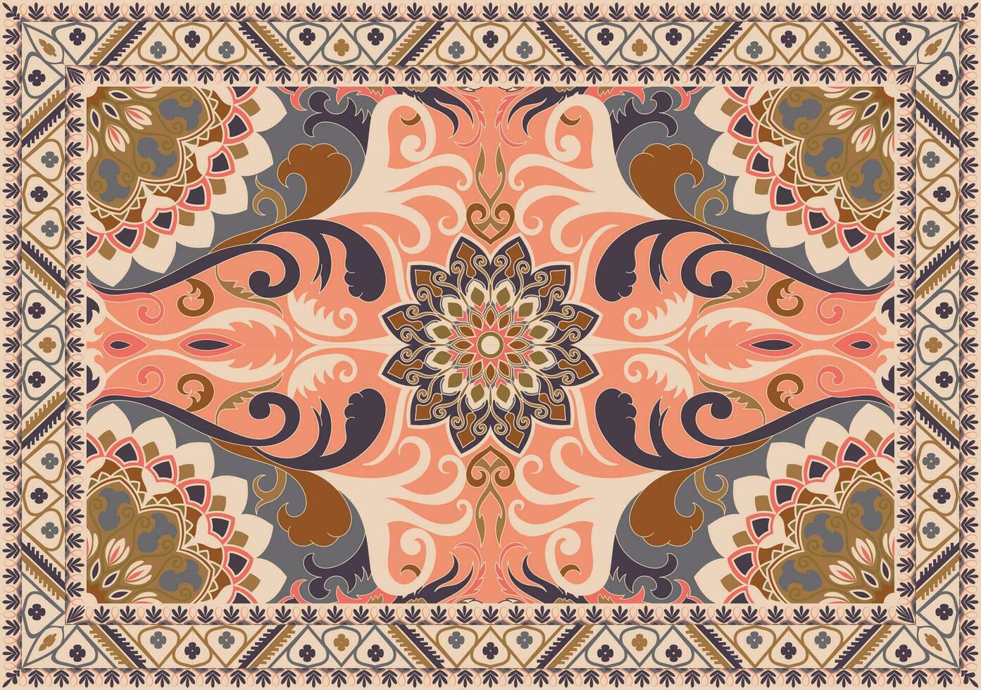 carpet design texture persian and tebriz rugs design print fabric design. mandala vector