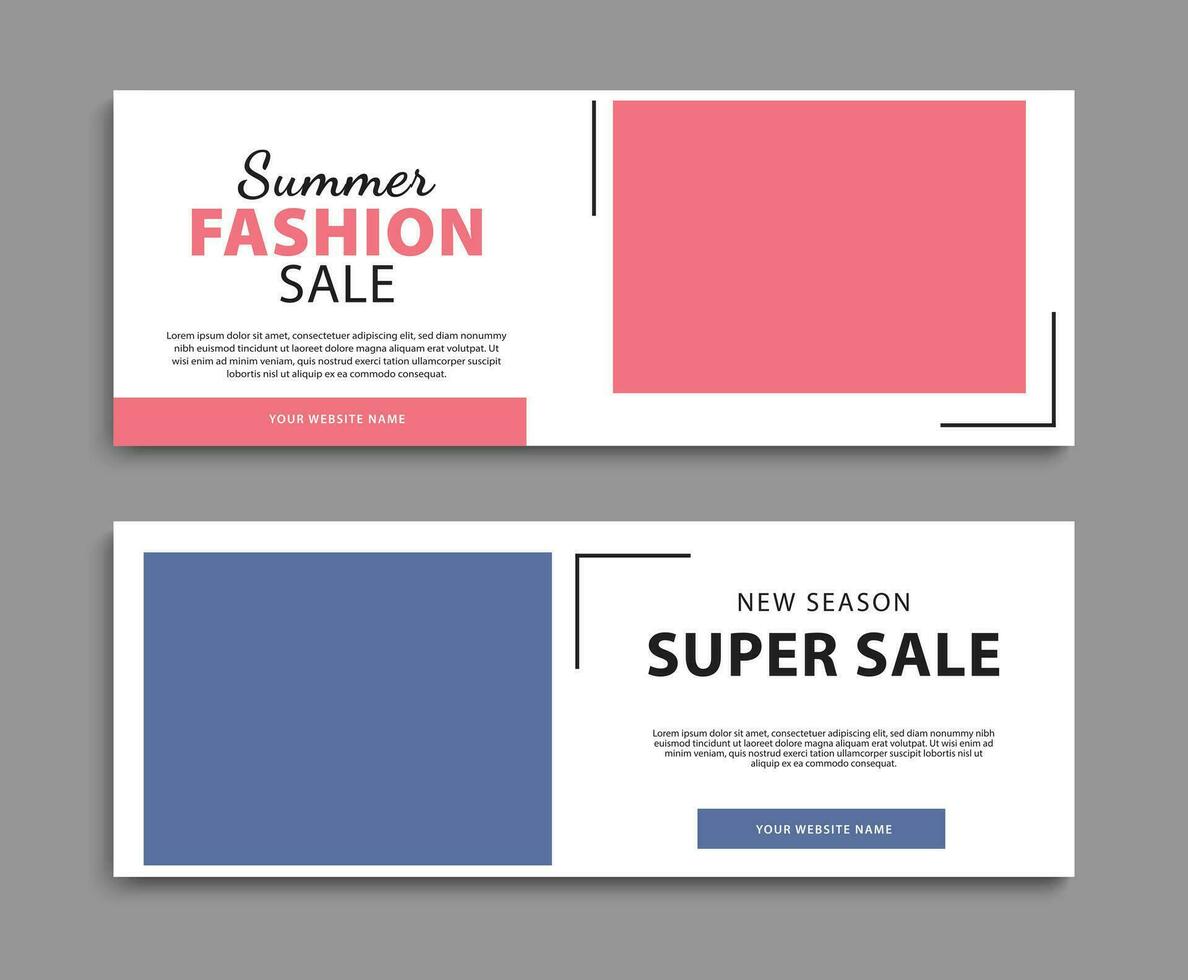 Fashion sale social media web banner template. Summer super sale cover page design. Vector illustration