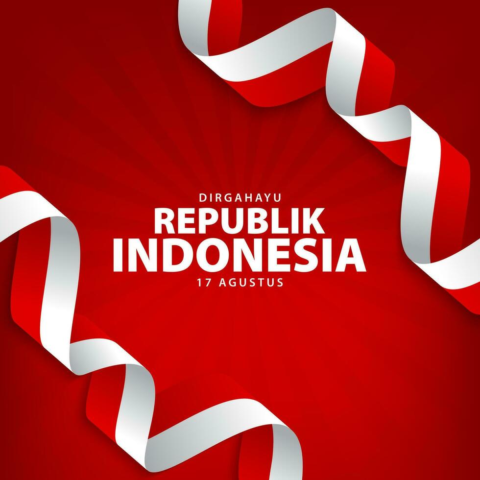 August 17th. Happy Indonesian Independence Day greeting card. Vector illustration