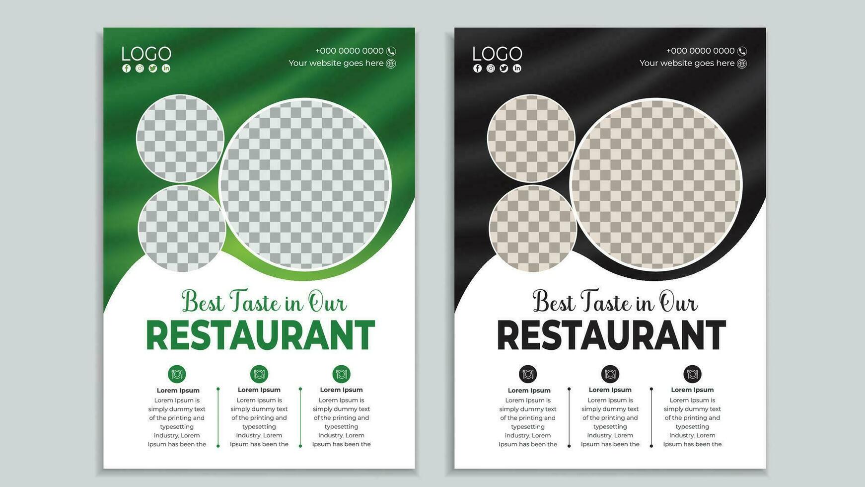 Restaurant flyer and food social media post design vector