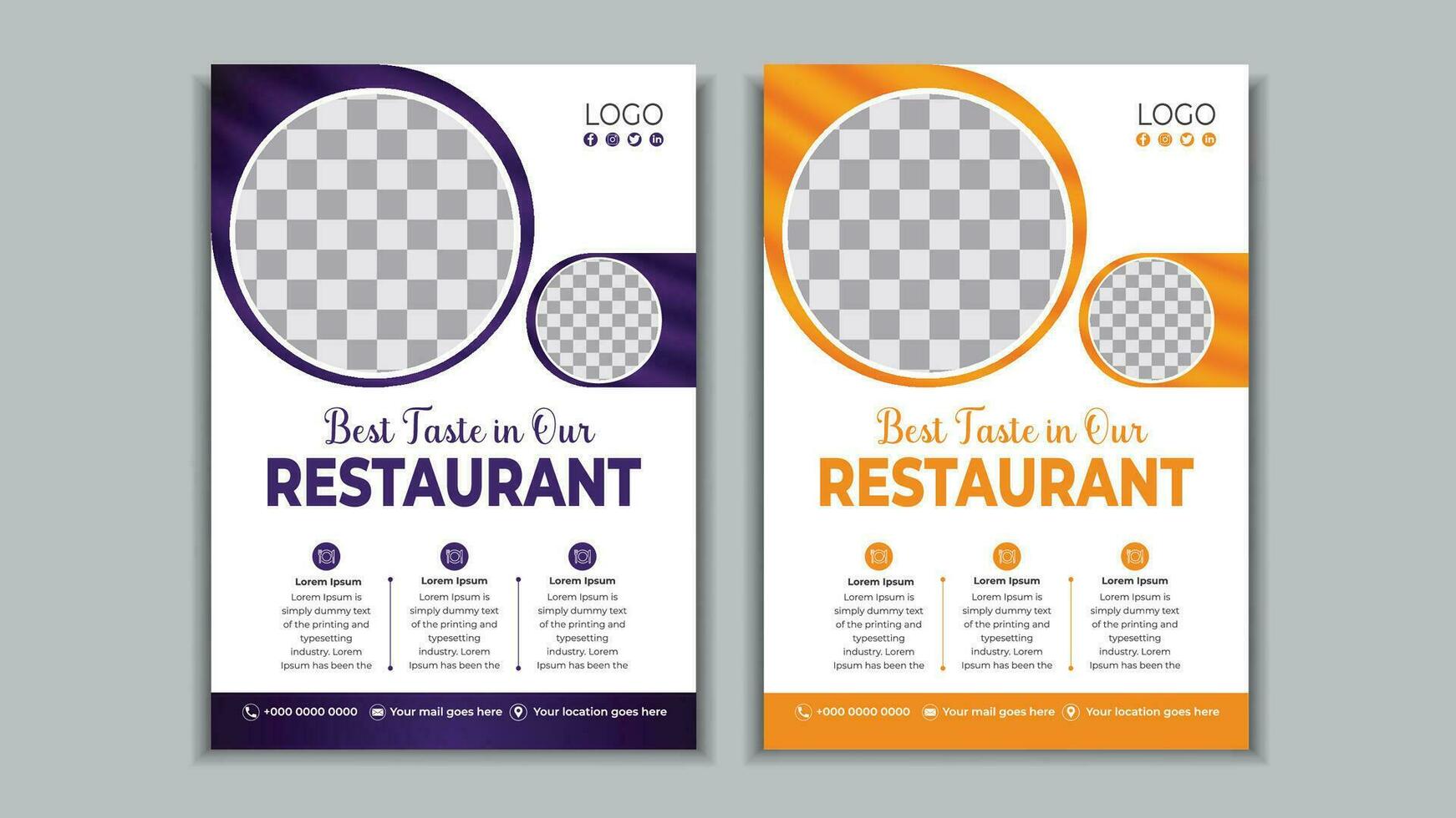 Trendy restaurant flyer and food social media post design vector