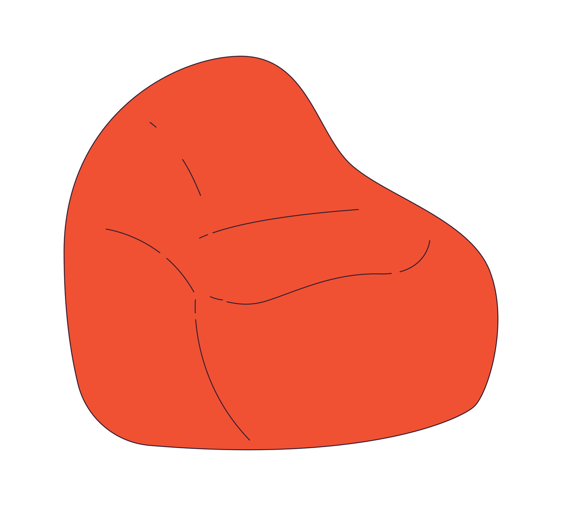 Beanbag chair flat flat line color isolated vector object. Soft seat