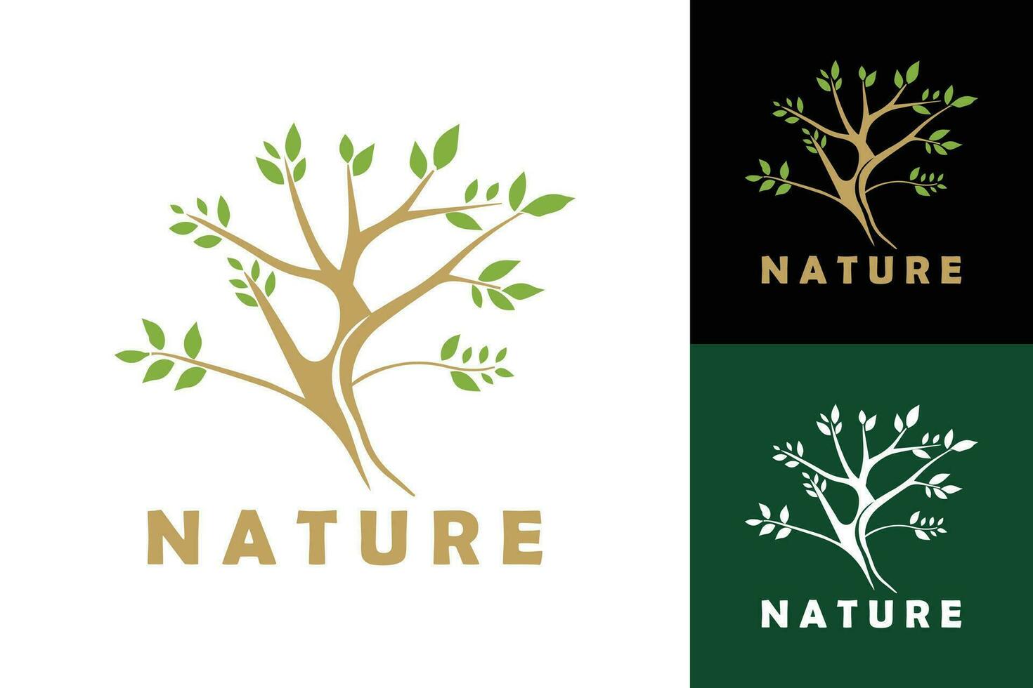 Nature tree logo. tree t-shirt print design. Vector illustrations.