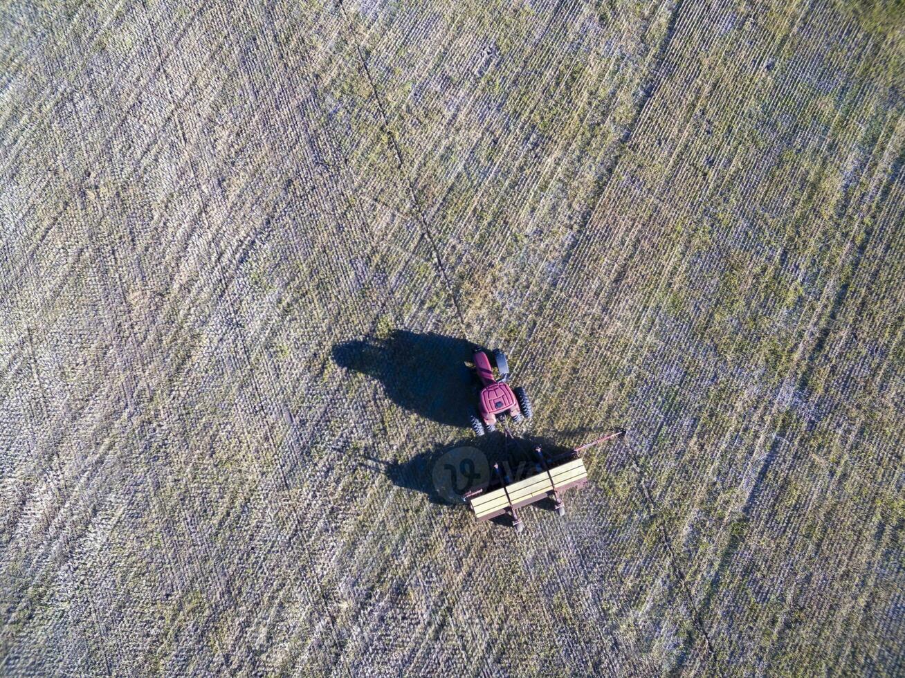 Cultivated land, aerial view, La Pampa, Argentina photo