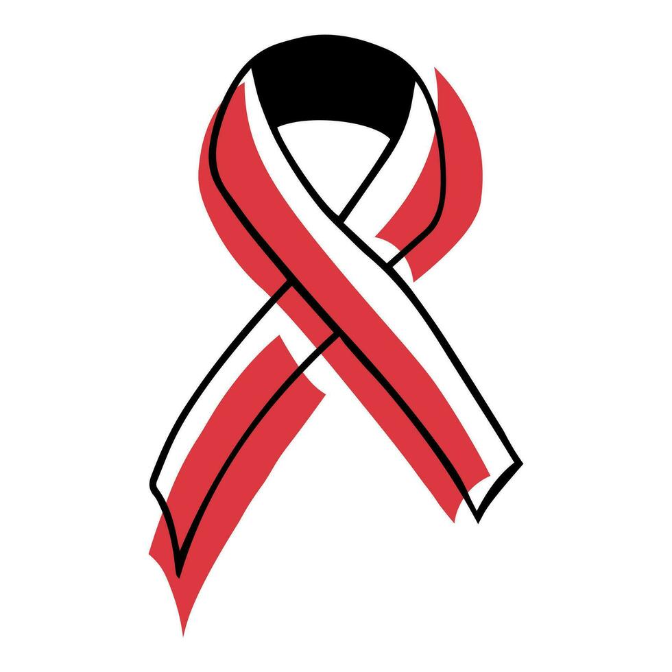 World AIDS Day. Doodle red ribbon vector