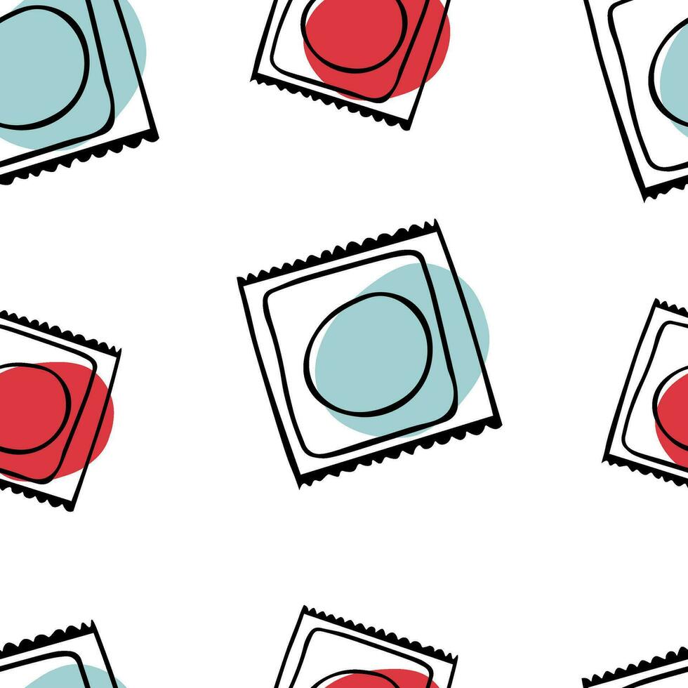 Seamless pattern Doodle condom. Prevention. World AIDS Day vector