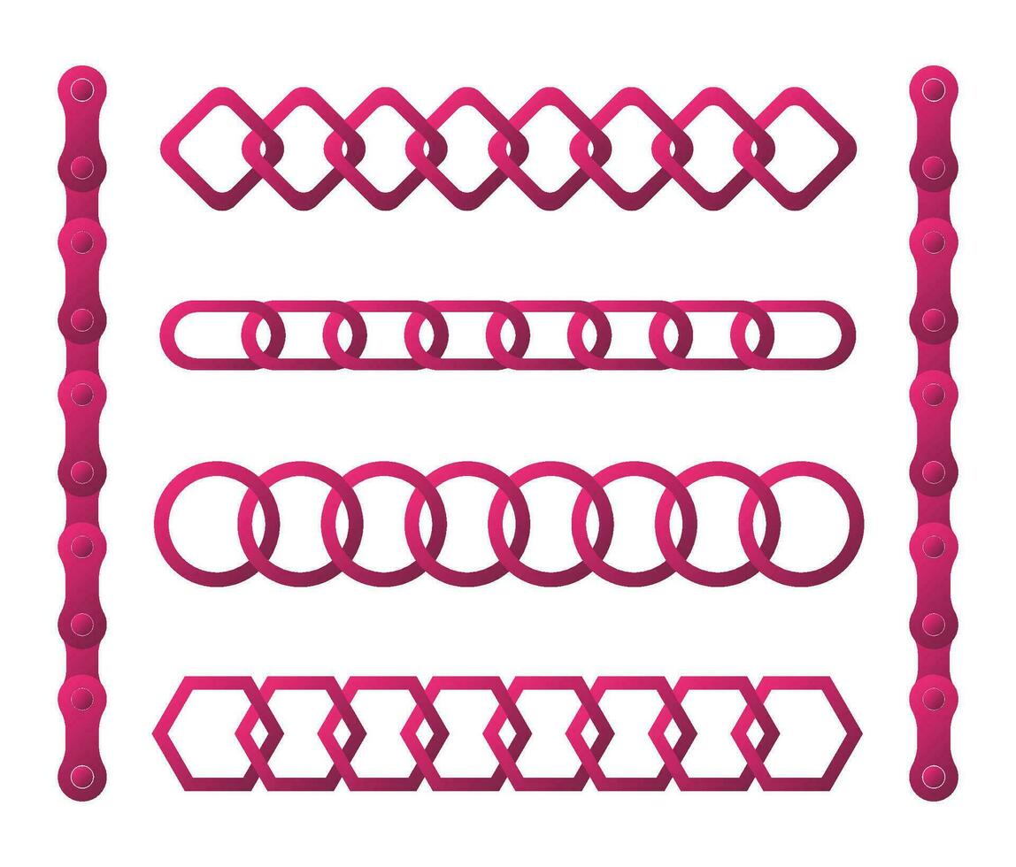 Seamless abstract geometric gradient pink chains pattern design, Vector Illustration.