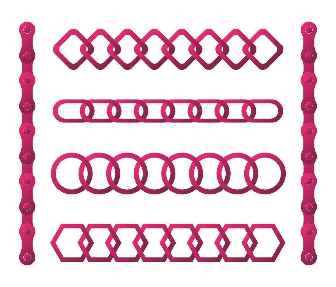 Seamless abstract geometric gradient pink chains pattern design, Vector Illustration.