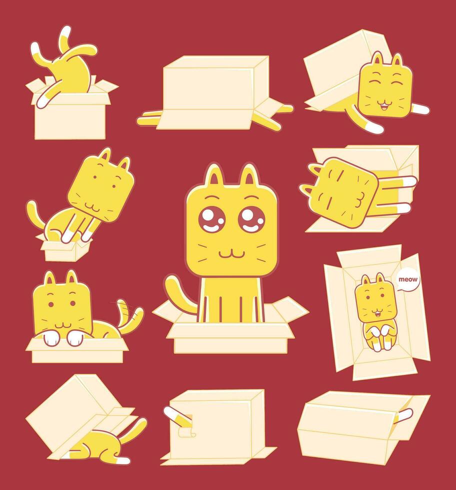 cats and box vector illustration