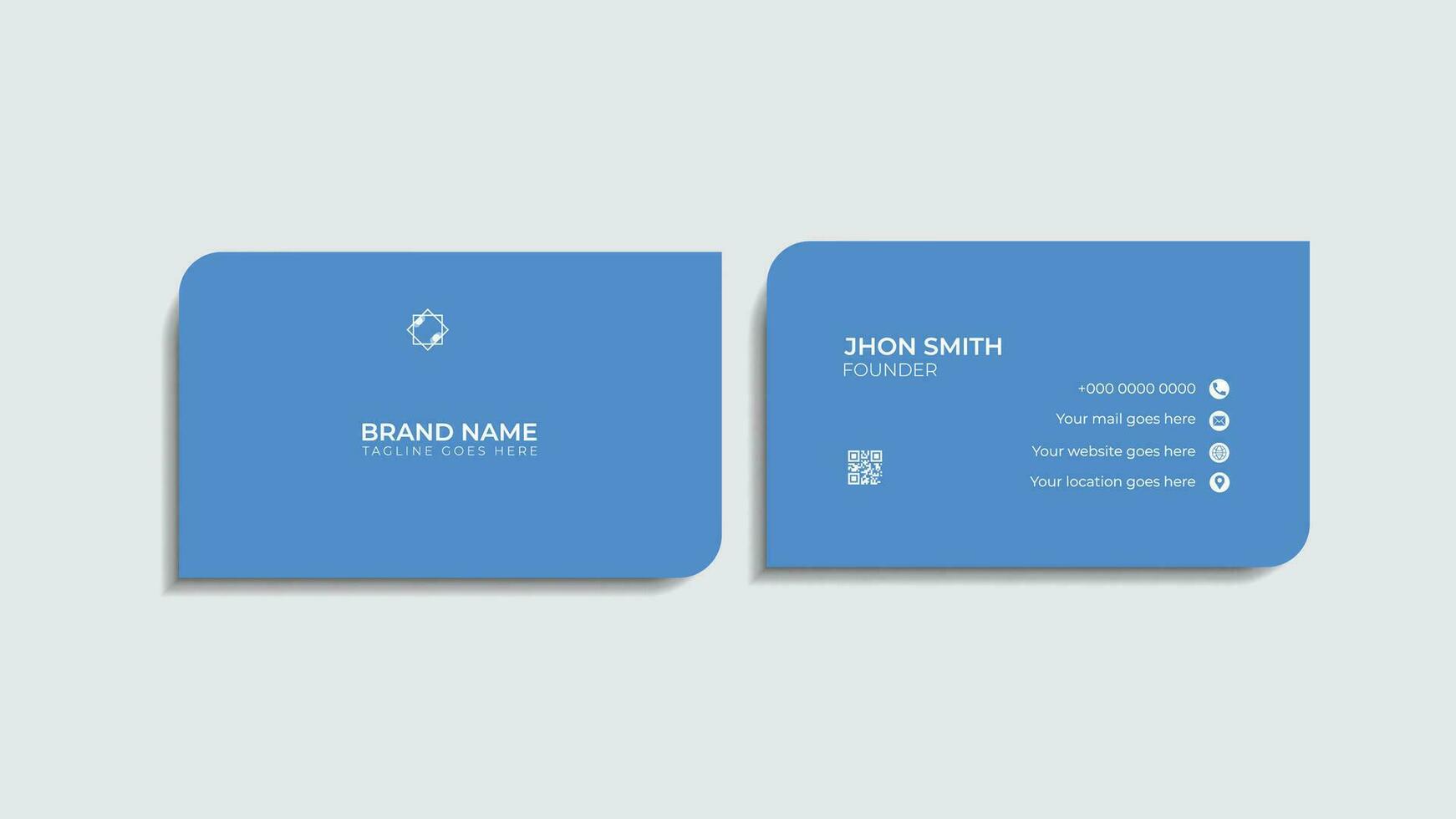 Business card template Fresh Card Minimal Design White and Blue own Design Simple Design Vector Illustrator Visiting Card Name Card