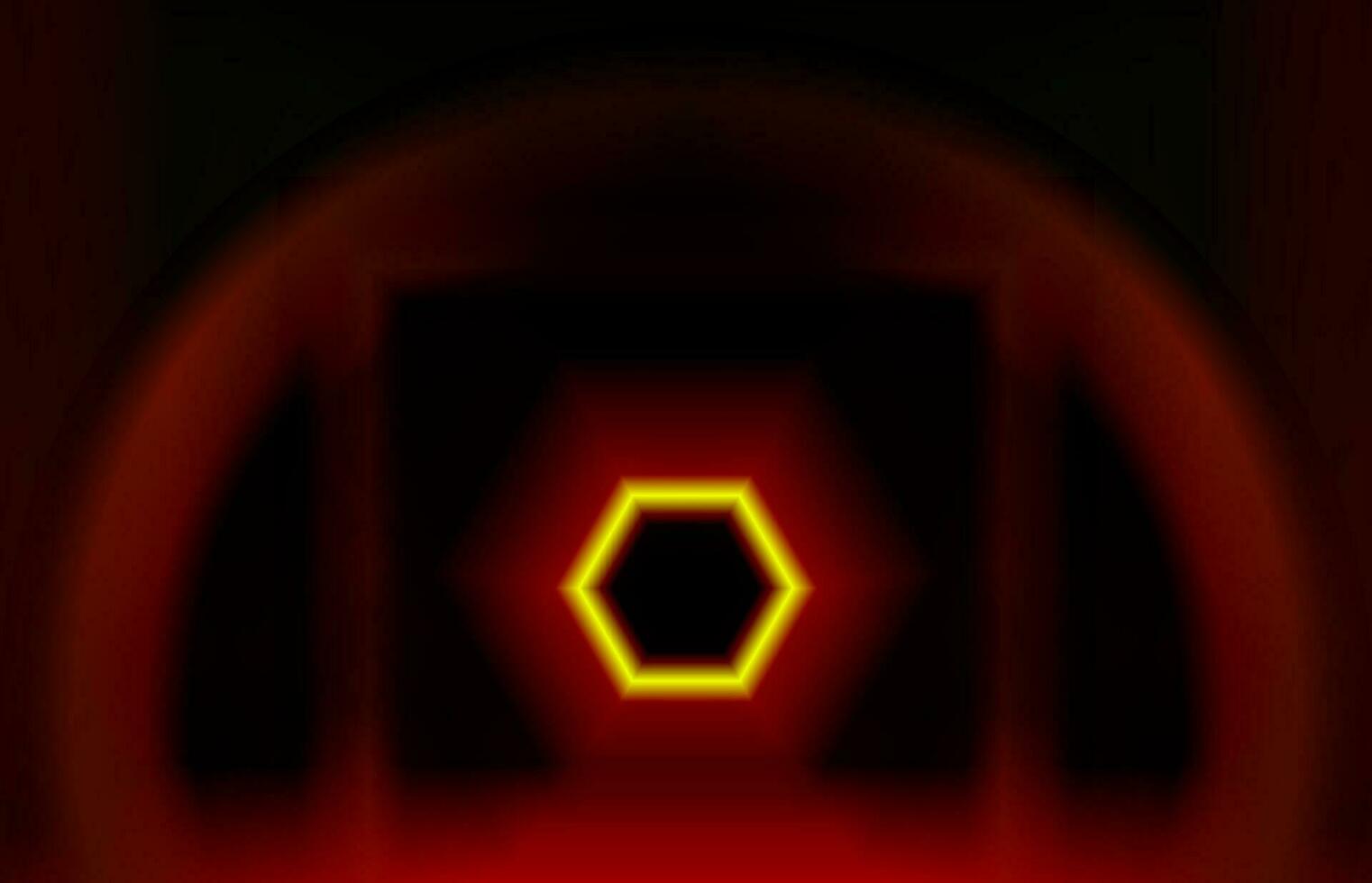 neon polygonal frame with light yellow in dark background. Empty border. Space for text. wide stage banner vector