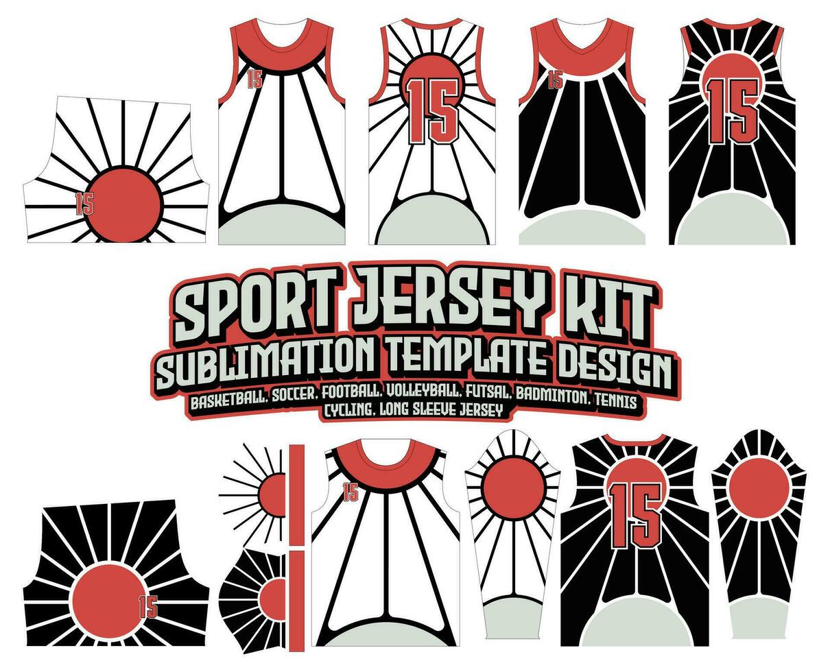 Red Sun Jersey Design Sportswear Background vector