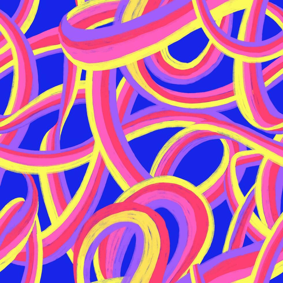 Seamless pattern with rainbow ribbon. Three dimensional volumetric curved rainbow. vector