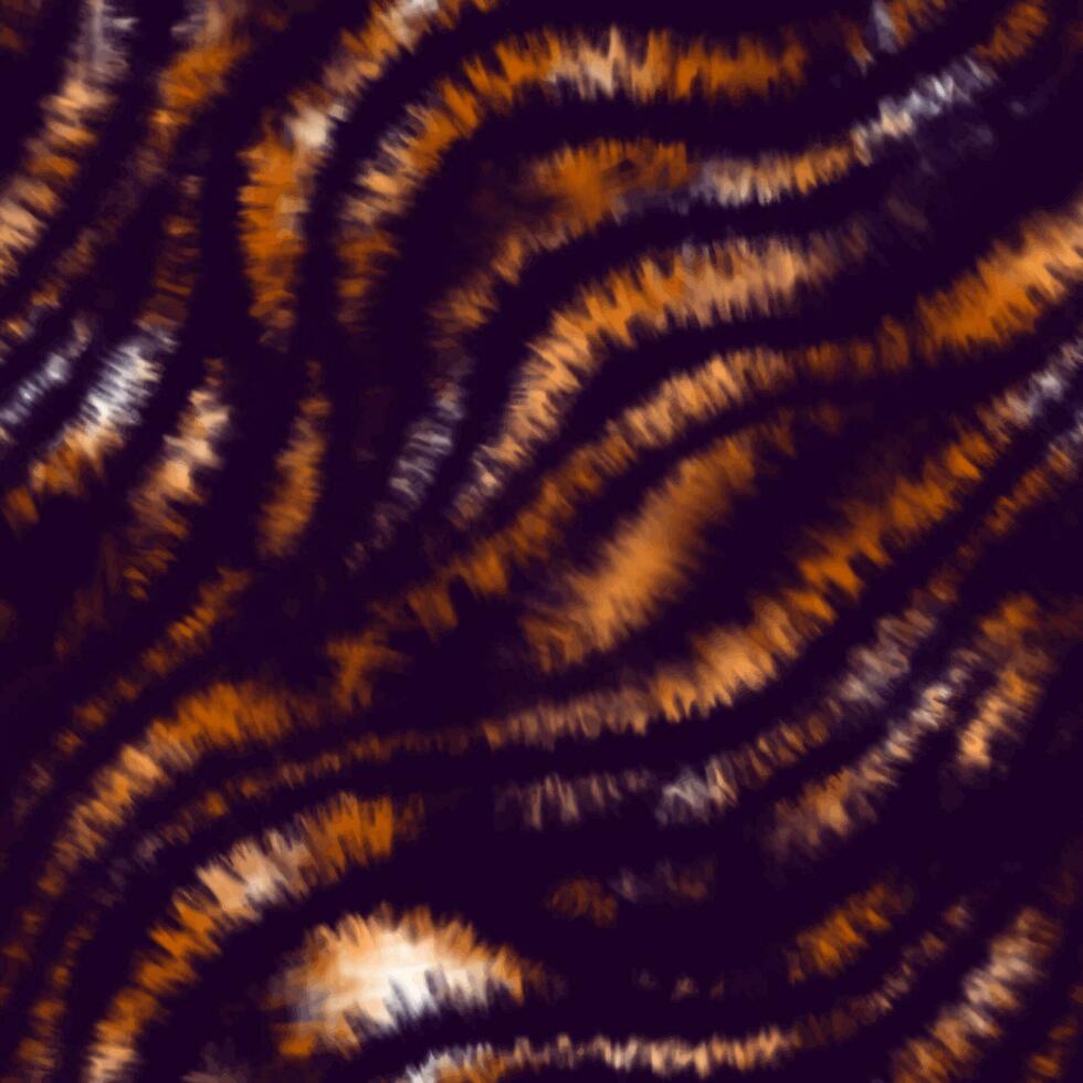 Tie dye autumn seamless pattern with waves in orange and dark purple colors vector