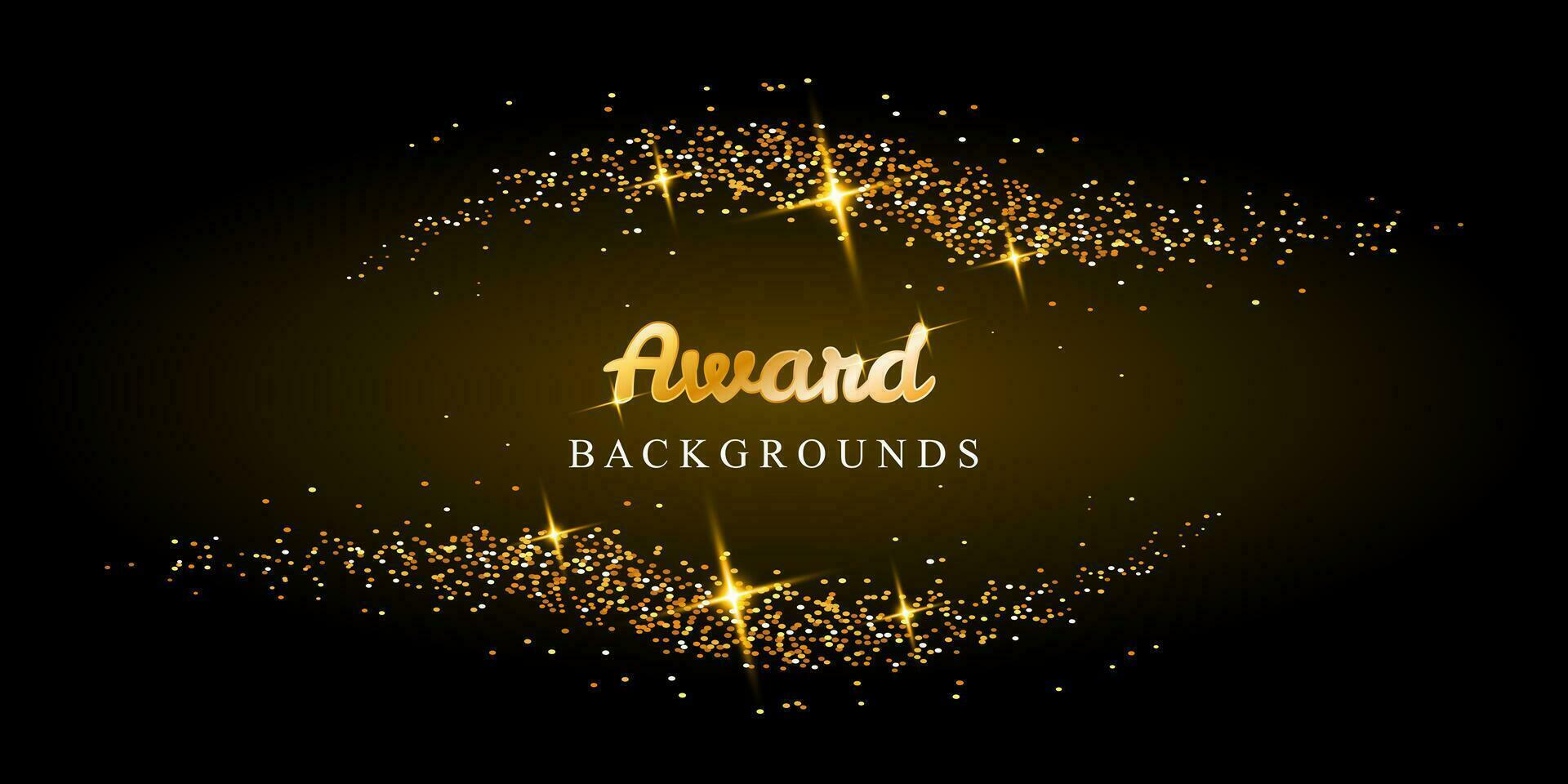 Award ceremony luxurious vector background with golden sparkles and stars.