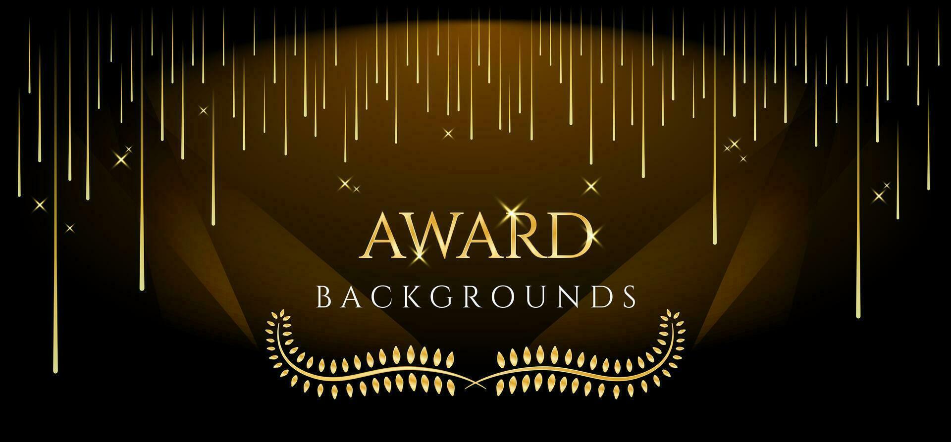 Award ceremony luxurious vector background with golden sparkles and stars. Holiday postcard, web banner, greeting, invitational backdrop with golden dust.