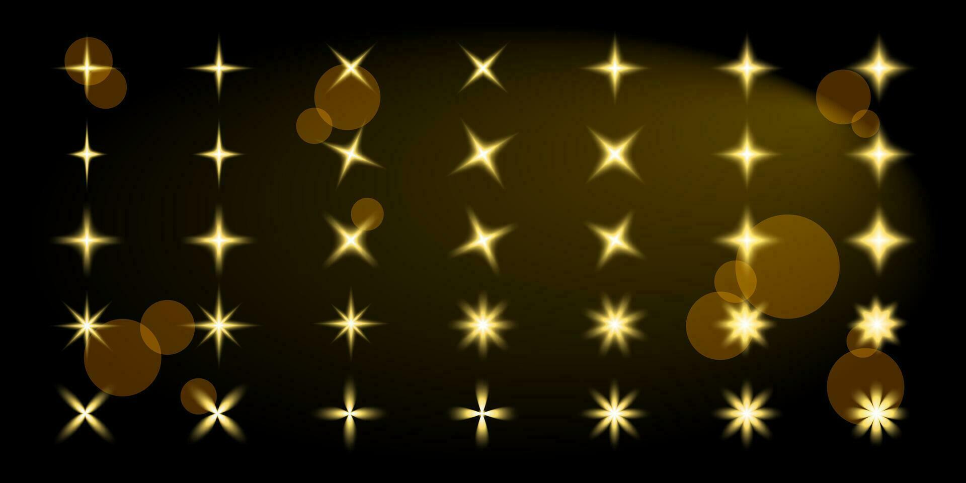 design elements, star and sparkles symbols, luxury aesthetic glowing decorations. vector