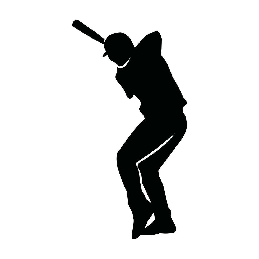 béisbol jugador silueta vector. negro y blanco vector