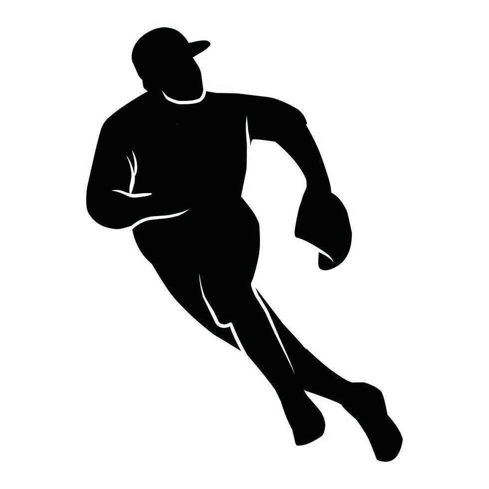 baseball player silhouette vector. black and white vector