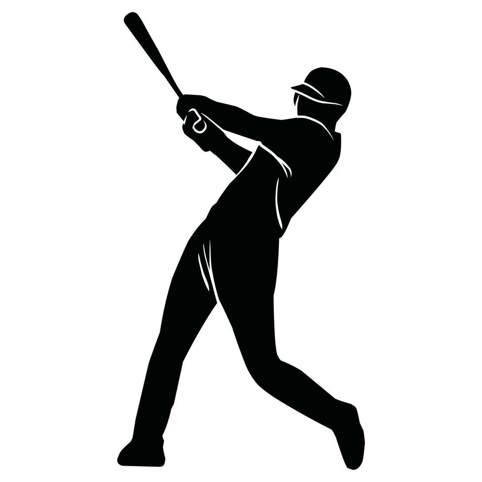 béisbol jugador silueta vector. negro y blanco vector