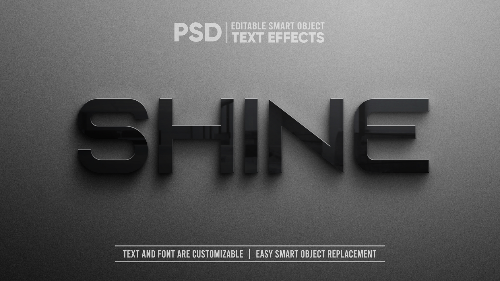 3D Realistic Elegant Black Ceramic Text Editable Smart Object Mockup psd