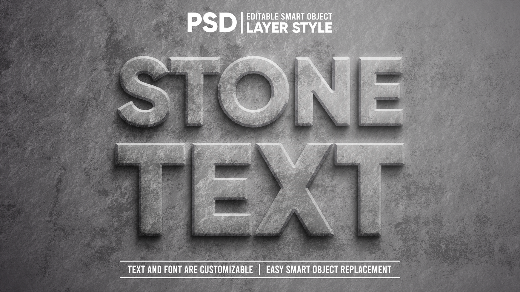 Realistic Carved Embossed Stone 3D Editable Layer Style Smart Object Text Effect psd