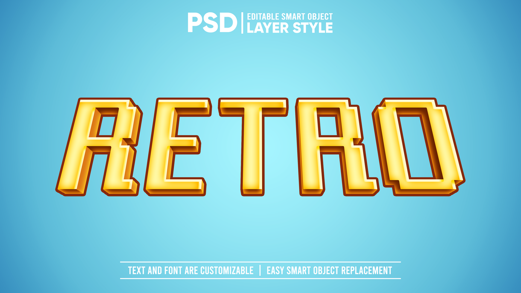 3D Yellow Cartoon Game Pixel Editable Layer Style Text Effect psd