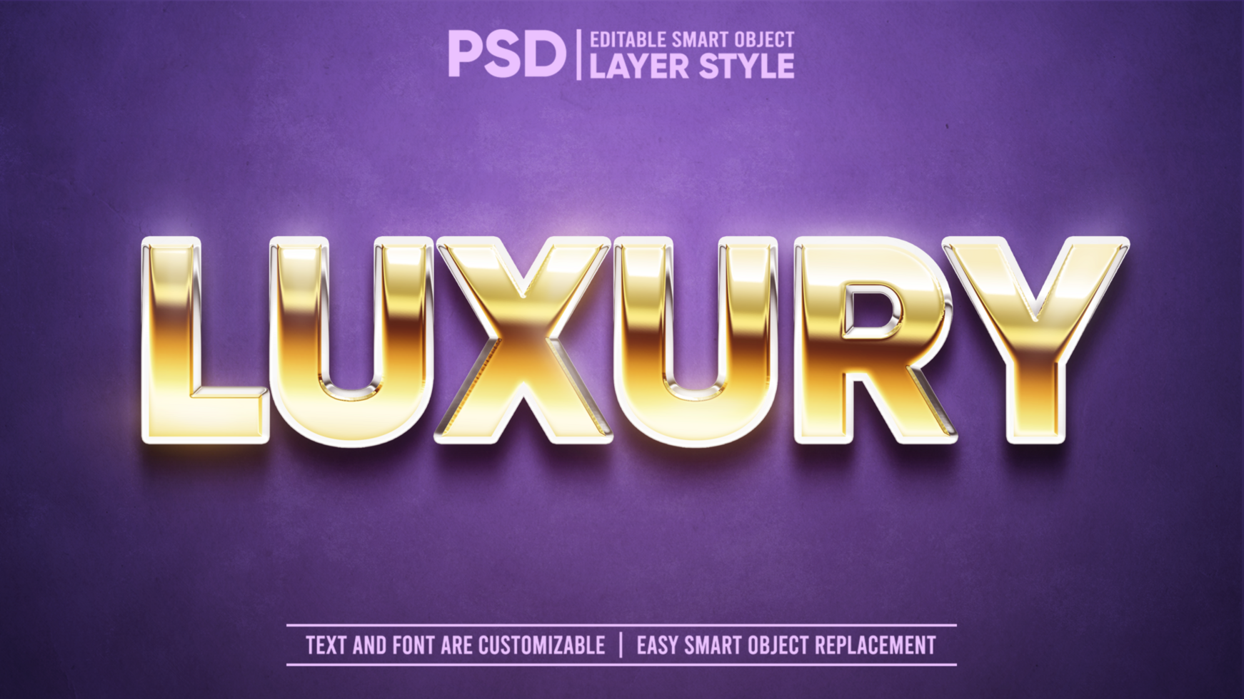 3D Luxury Gold with Silver Frame Text on Purple Carpet Editable Layer Style Text Effect psd