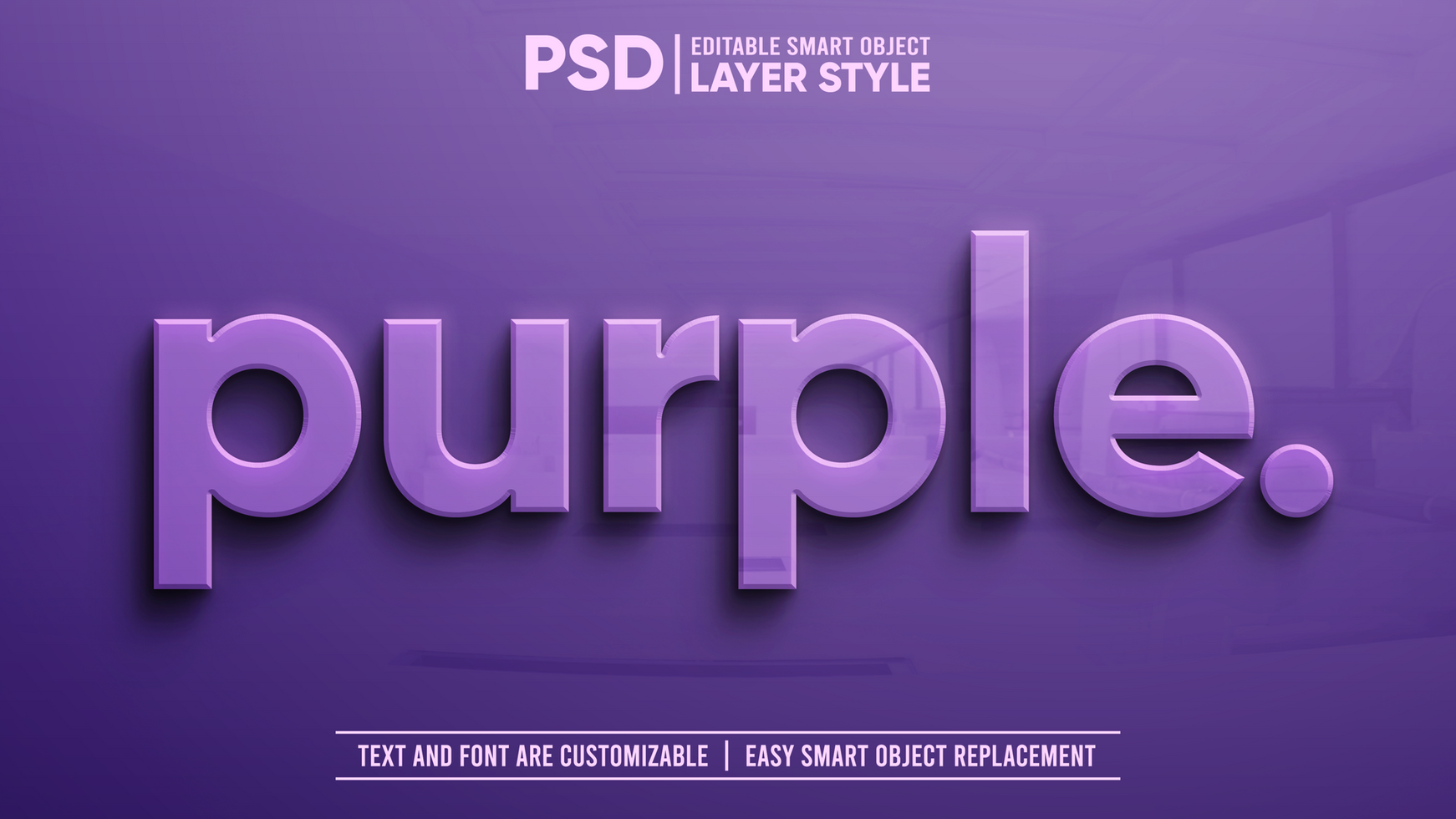 Clean Purple with Reflection on Granite 3D Editable Text Effect Mockup psd