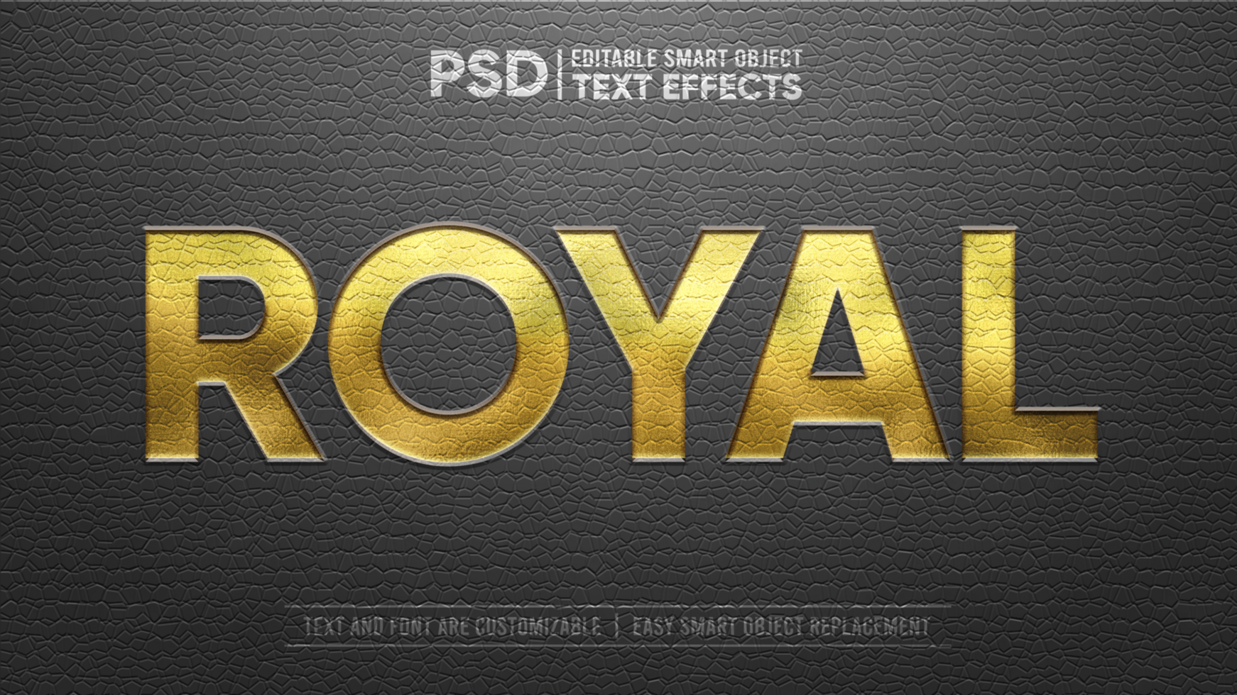 Elegant Royal Black Leather With Gold Embossed Stamp Editable Smart Object Text Effect psd
