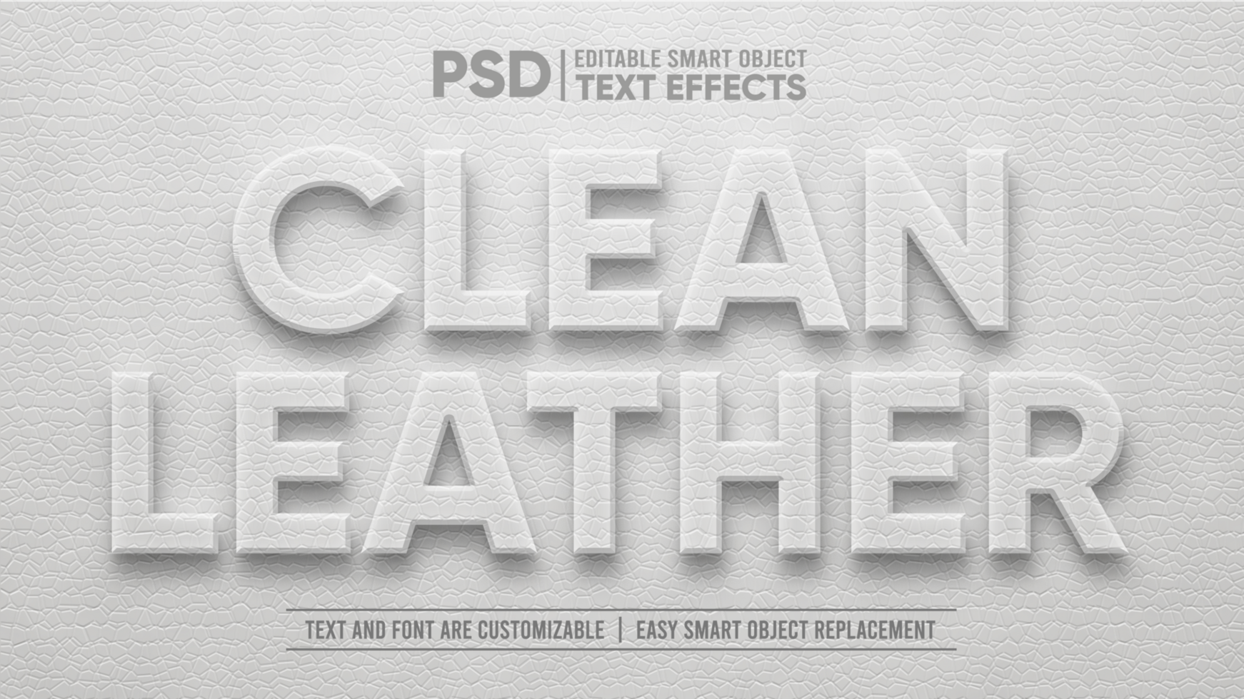 Elegant Clean Leather Emboss 3D Editable Smart Object Text Effect psd