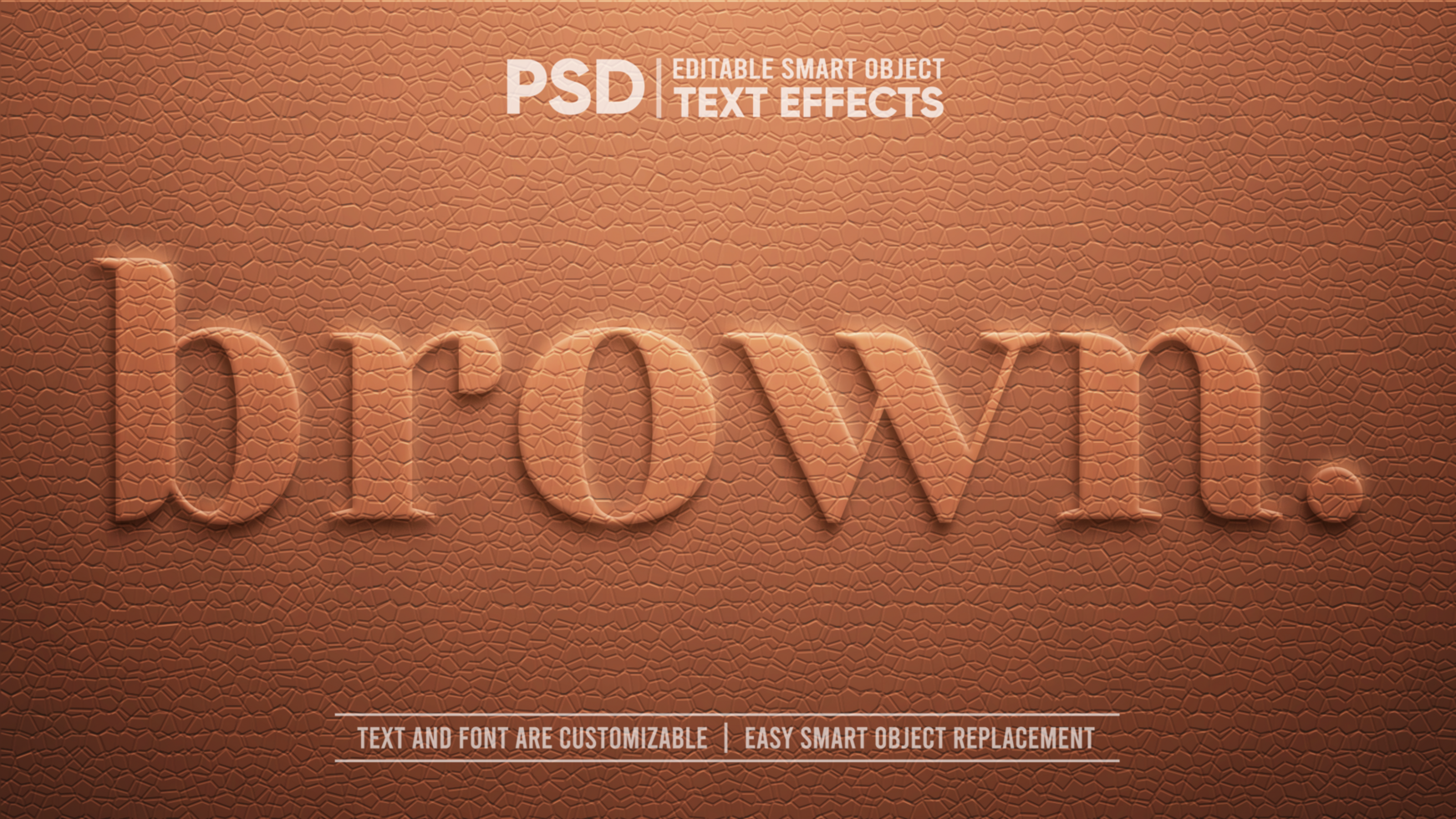 Elegant Vintage Leather With Brown Emboss Editable Smart Object Text Effect psd