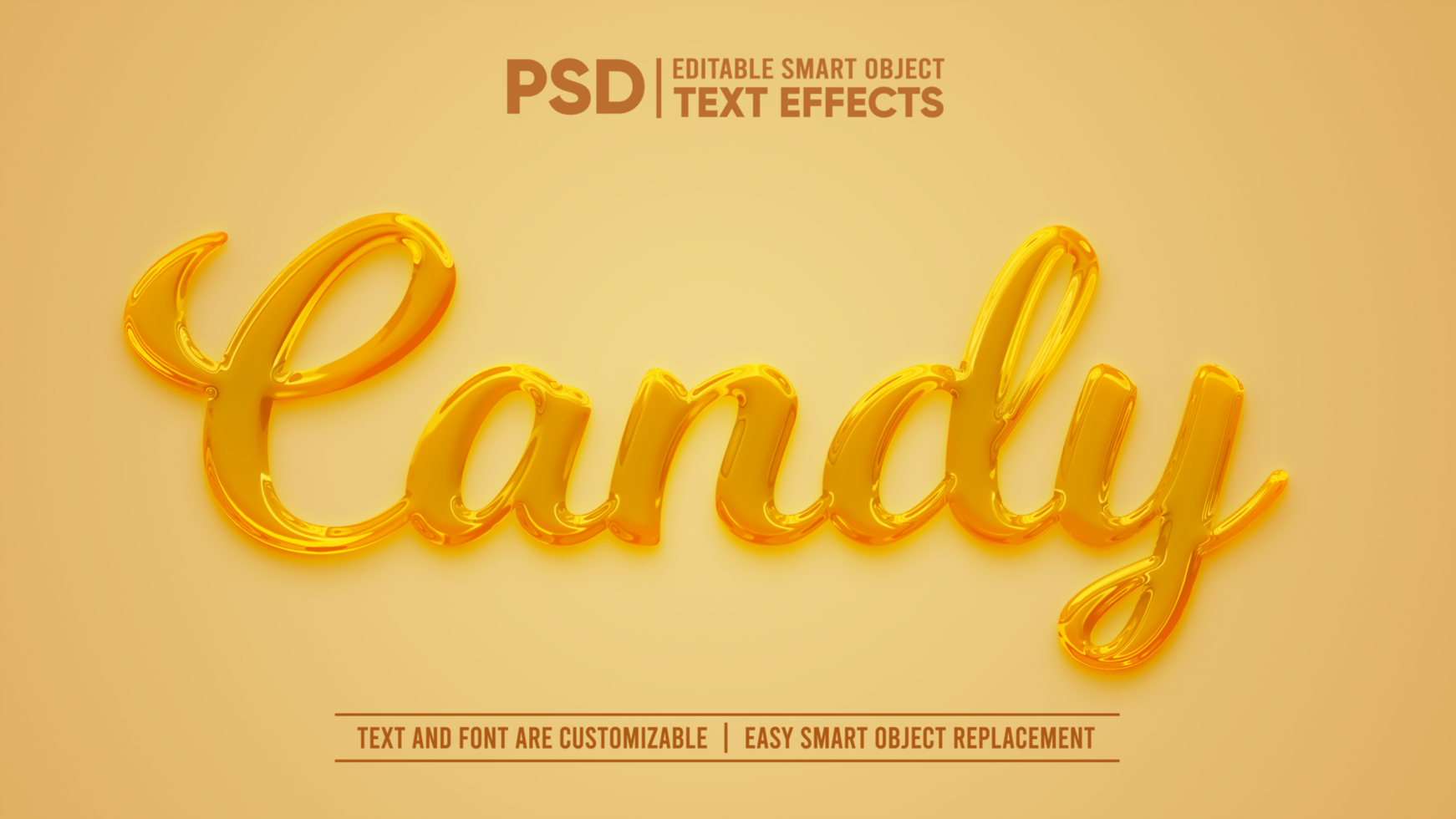 Honey Candy 3D Editable Smart Object Text Effect psd