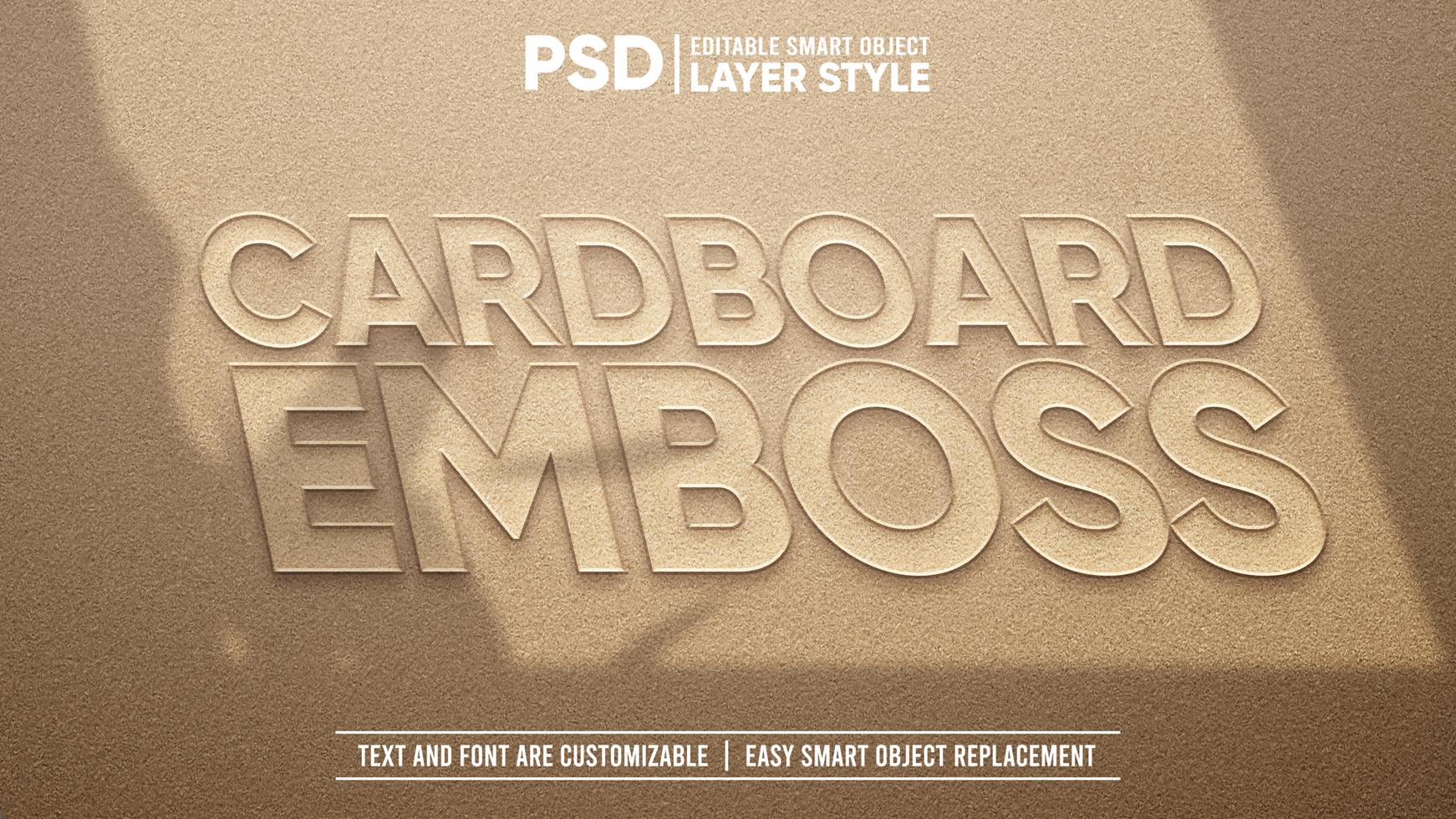 Brown Cardboard Paper 3D Emboss Realistic Perspective Editable Layer Style Smart Object Text Effect psd