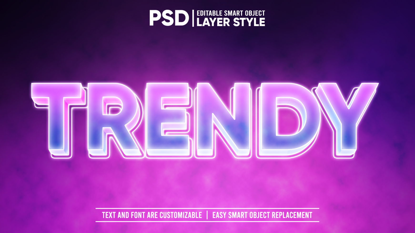 Trendy Gradient Glowing Futuristic Neon Editable Layer Style Text Effect psd